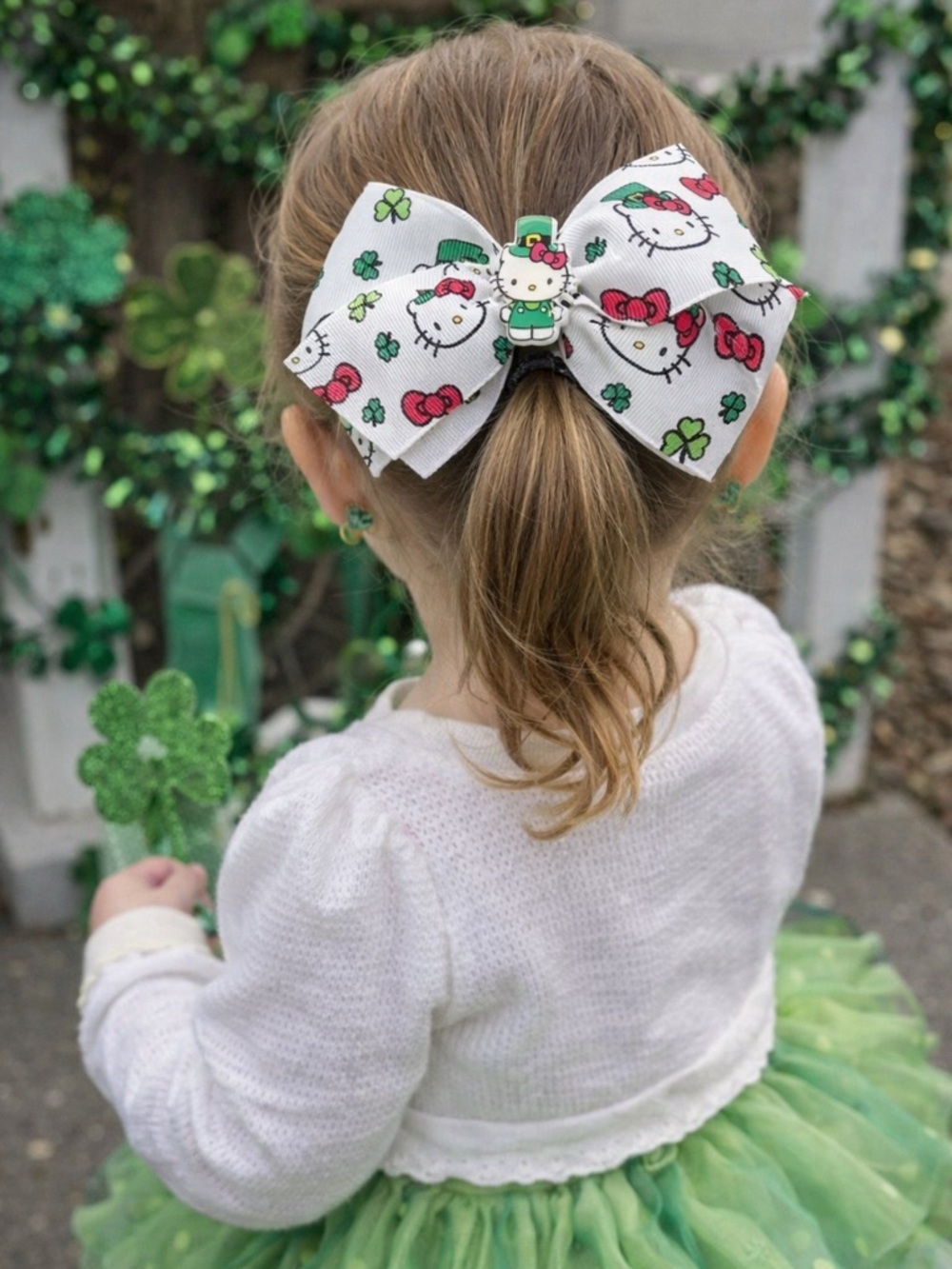 Hello Kitty Irish Shamrock Hair Bow